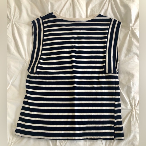 Zara Nautical Detail Navy & White Striped Top w/ Gold Buttons Size XS - Picture 2 of 5